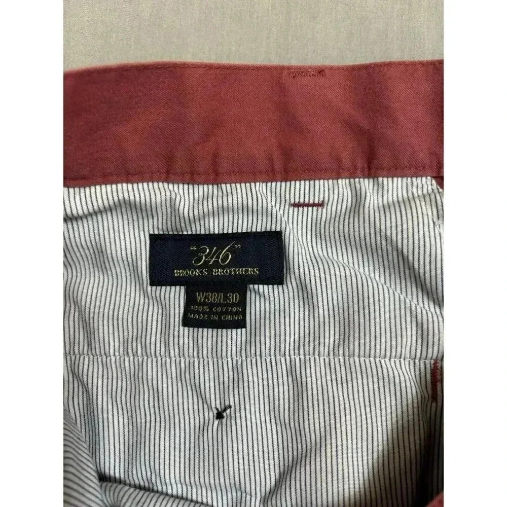Brooks Brothers 346 Chino Pants Mens 38x28 Red Salmon Relaxed Preppy - Picture 6 of 7